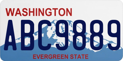 WA license plate ABC9889