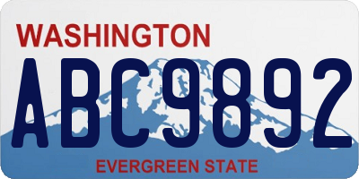WA license plate ABC9892