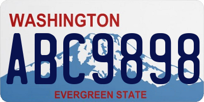 WA license plate ABC9898