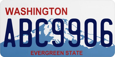 WA license plate ABC9906
