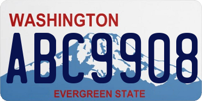 WA license plate ABC9908