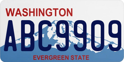 WA license plate ABC9909