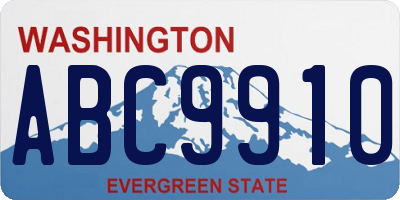 WA license plate ABC9910