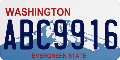 WA license plate ABC9916