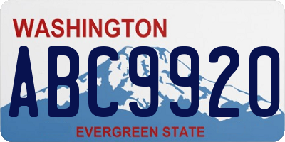 WA license plate ABC9920