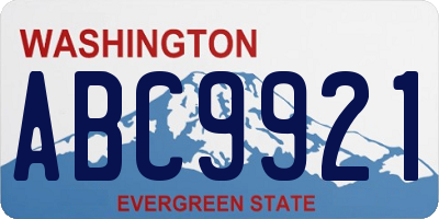 WA license plate ABC9921