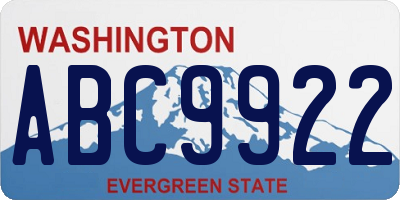 WA license plate ABC9922