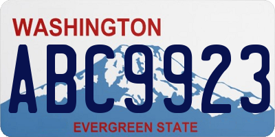 WA license plate ABC9923