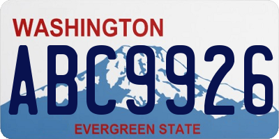 WA license plate ABC9926