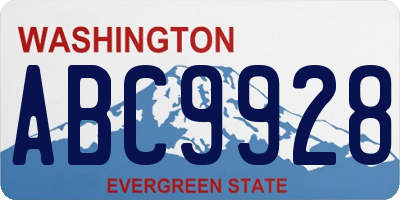 WA license plate ABC9928