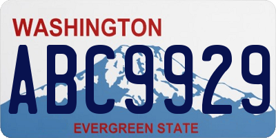 WA license plate ABC9929
