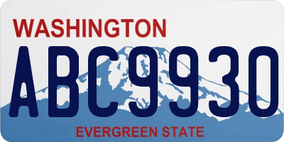 WA license plate ABC9930