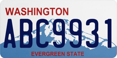 WA license plate ABC9931