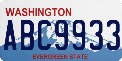 WA license plate ABC9933