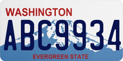 WA license plate ABC9934