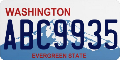 WA license plate ABC9935