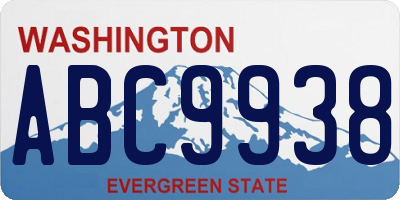 WA license plate ABC9938