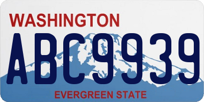 WA license plate ABC9939