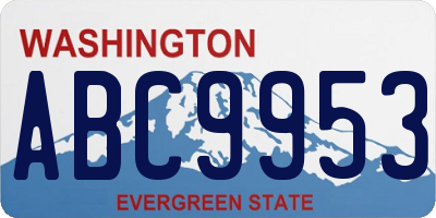 WA license plate ABC9953