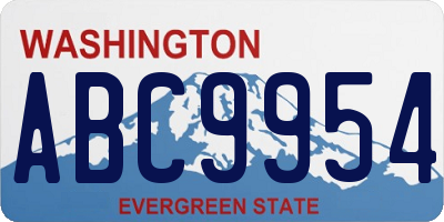 WA license plate ABC9954