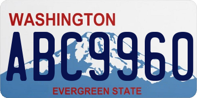 WA license plate ABC9960