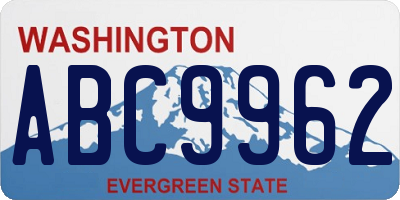 WA license plate ABC9962