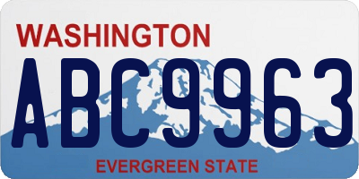 WA license plate ABC9963