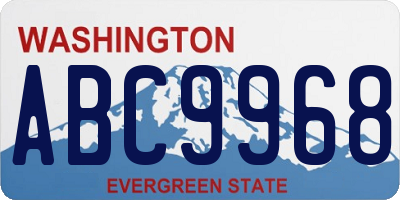 WA license plate ABC9968