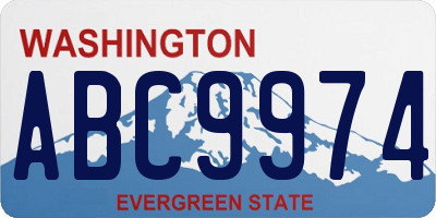 WA license plate ABC9974