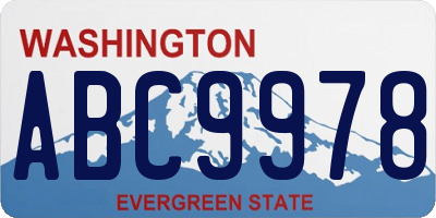 WA license plate ABC9978