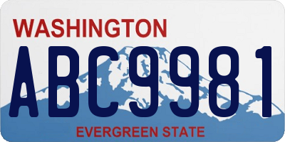 WA license plate ABC9981