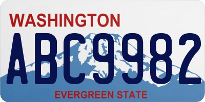 WA license plate ABC9982