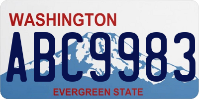 WA license plate ABC9983