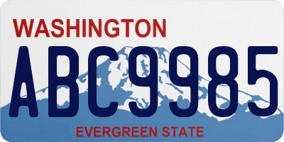 WA license plate ABC9985