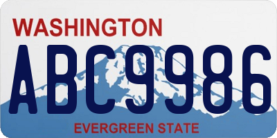 WA license plate ABC9986