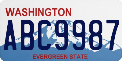 WA license plate ABC9987