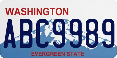 WA license plate ABC9989