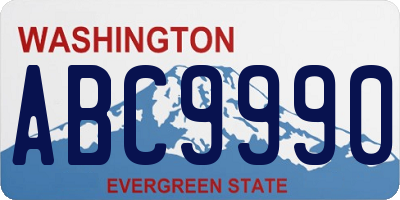 WA license plate ABC9990