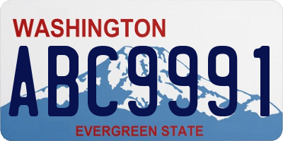 WA license plate ABC9991