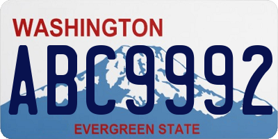WA license plate ABC9992