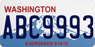 WA license plate ABC9993