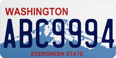 WA license plate ABC9994