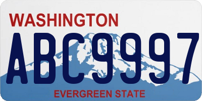 WA license plate ABC9997