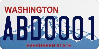 WA license plate ABD0001