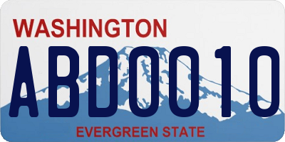 WA license plate ABD0010
