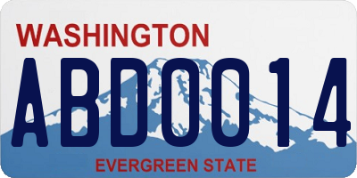 WA license plate ABD0014