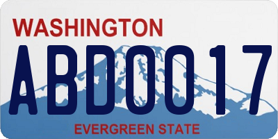WA license plate ABD0017
