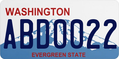 WA license plate ABD0022