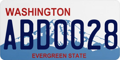 WA license plate ABD0028