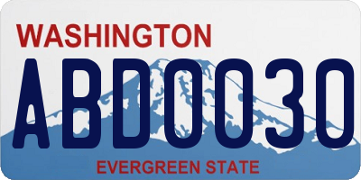 WA license plate ABD0030